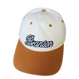 Vintage Branson Missouri 100% Cotton MRG Cream Tan Hat Cap Hook & Loop Strap